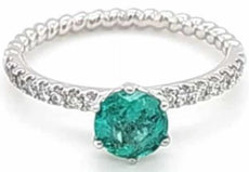 .80CT DIAMOND & AAA EMERALD 18KT WHITE GOLD ROUND SOLITAIRE ROPE ENGAGEMENT RING