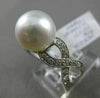 ESTATE LARGE .21CT DIAMOND 18KT WHITE GOLD 3D AAA SOUTH SEA PEARL SOLITAIRE RING