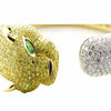 27.47CT WHITE FANCY YELLOW DIAMOND & AAA EMERALD 18K 2 TONE GOLD BANGLE BRACELET
