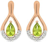 .97CT DIAMOND & AAA PERIODT 14KT ROSE GOLD PEAR SHAPE & ROUND HANGING EARRINGS