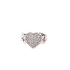 ESTATE .82CT DIAMOND 18K WHITE GOLD 3D ROUND PAVE MULTI LINK HEART LOVE FUN RING