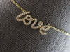ESTATE .16CT DIAMOND 14KT YELLOW GOLD 3D CLASSIC ROUND LOVE SCRIPT FUN NECKLACE