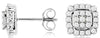.48CT DIAMOND 14K WHITE GOLD CLASSIC ROUND PAVE SQUARE FLOWER HALO STUD EARRINGS