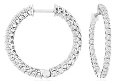 ESTATE 1.0CT DIAMOND 14KT WHITE GOLD INSIDE OUT FILIGREE HOOP HANGING EARRINGS