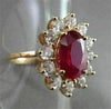 ANTIQUE LARGE 5.56CT DIAMOND & AAA RUBY 14K ROSE GOLD CLUSTER OVAL COCKTAIL RING