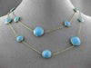 ANTIQUE EXTRA LONG 14KT YELLOW GOLD EXTRA FACET TURQUOISE BY THE YARD NECKLACE