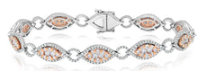 4.3CT WHITE & PINK DIAMOND 18KT WHITE & ROSE GOLD MULTI LEAF ETERNITY BRACELET