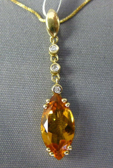 2.58CT DIAMOND & AAA CITRINE 14KT YELLOW GOLD MARQUISE & ROUND FLOATING PENDANT