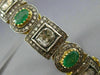 ANTIQUE WIDE 11.50CT DIAMOND & AAA EMERALD 14K YELLOW GOLD & SILVER BANGLE 23425