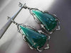 ANTIQUE MASSIVE 36.20CT DIAMOND & GREEN AGATE 14K BLACK GOLD 3D HANGING EARRINGS