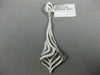 ESTATE LARGE .97CT DIAMOND 18KT WHITE GOLD 3D TEAR DROP LEAF FUN PENDANT