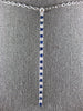 ESTATE LONG .61CT DIAMOND & AAA SAPPHIRE 18KT WHITE GOLD 3D CLASSIC BAR PENDANT