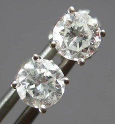 ESTATE 1.0CT DIAMOND 14KT WHITE GOLD 3D CLASSIC ROUND SCREWBACK STUD EARRINGS