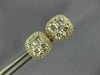 ESTATE LARGE 1.18CT DIAMOND 18K YELLOW GOLD 3D CLUSTER SQUARE HALO STUD EARRINGS