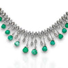 EXTRA LARGE 27.89CT DIAMOND & AAA EMERALD 18K WHITE GOLD 3D GRADUATING NECKLACE