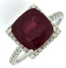 LARGE 6.96CT DIAMOND & AAA RUBY 14KT WHITE GOLD CUSHION & ROUND ENGAGEMENT RING
