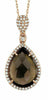 ESTATE 8.52CT DIAMOND & AAA SMOKY TOPAZ 14KT ROSE GOLD 3D PEAR SHAPE PENDANT