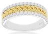 ESTATE WIDE .50CT DIAMOND 14K 2 TONE GOLD 3D ROPE SEMI ETERNITY ANNIVERSARY RING