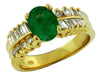 1.65CT DIAMOND & AAA EMERALD 14KT YELLOW GOLD 3D CLASSIC OVAL ENGAGEMENT RING