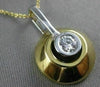 ESTATE LARGE DIAMOND BEZEL SOLITAIRE 14K 2 TONE GOLD HANGING DOMED PENDANT 11900