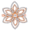 LARGE .73CT DIAMOND 14KT WHITE & ROSE GOLD MULTI LEAF INFINITY FLOWER LOVE RING