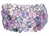 EXTRA LARGE 79.15CT DIAMOND & AAA MULTI COLOR SAPPHIRE 18KT WHITE GOLD BRACELET