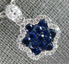 ESTATE 1.11CT DIAMOND & AAA SAPPHIRE 18KT WHITE GOLD CLUSTER FLOWER LOVE PENDANT