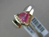 ESTATE .95CT DIAMOND & AAA PINK SAPPHIRE 14K WHITE GOLD TRILLION ENGAGEMENT RING