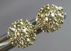 ESTATE SMALL .53CT DIAMOND 14KT YELLOW GOLD 3D CLASSIC FLOWER STUD EARRINGS