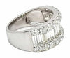 LARGE 2.82CT DIAMOND 18K WHITE GOLD 3D ROUND & BAGUETTE WEDDING ANNIVERSARY RING