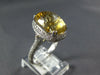 LARGE 9.02CT DIAMOND & AAA CITRINE 18K WHITE GOLD CUSHION & ROUND STATEMENT RING