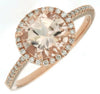 1.91CT DIAMOND & AAA MORGANITE 14KT ROSE GOLD ROUND HALO CLASSIC ENGAGEMENT RING