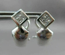 ESTATE .40CT DIAMOND PRINCESS CUT 14KT WHITE GOLD LONG CLIP ON EARRINGS #3822