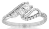 ESTATE .41CT DIAMOND 14KT WHITE GOLD 3D TWO STONE LOVE KNOT CLASSIC FUN RING
