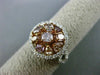 ESTATE LARGE 1.69CT MULTI COLOR DIAMOND 18KT WHITE ROSE GOLD FILIGREE ROUND RING