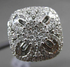 ANTIQUE LARGE 1.07CT DIAMOND 18KT WHITE GOLD SQUARE FILIGREE FLORAL CLUSTER RING