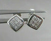 ANTIQUE .30CT ROUND DIAMOND 14KT WHITE GOLD CLASSIC PAVE SQUARE STUD EARRINGS