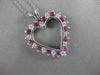 ESTATE .75CTW DIAMOND RUBY 14KT WHITE GOLD OPEN HEART PENDANT + CHAIN G VS #9994