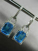 ESTATE 3.98CT DIAMOND & BLUE TOPAZ 14KT WHITE GOLD HALO HANGING EARRINGS #25034