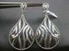 ESTATE LARGE 1.30CT DIAMOND 14K WHITE GOLD 3D TEAR DROP CLIP ON HANGING EARRINGS