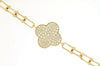 ESTATE .50CT DIAMOND 14KT YELLOW GOLD ROUND PAVE 4 LEAF CLOVER FLOWER BRACELET