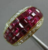 ESTATE WIDE 5.30CT DIAMOND & AAA RUBY 18K YELLOW GOLD INVISIBLE ANNIVERSARY RING