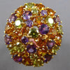 ESTATE LARGE AAA MULTI GEM 14KT YELLOW GOLD 3D CLUSTER FLOWER OVAL FUN RING