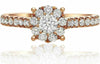 ESTATE .72CT DIAMOND 14KT ROSE GOLD 3D ROUND SOLITAIRE CLUSTER ENGAGEMENT RING