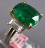 EXTRA LARGE 6.88CT DIAMOND & AAA EMERALD 18K 2 TONE GOLD 3 STONE ENGAGEMENT RING