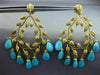 ESTATE EXTRA LARGE 1.25CT DIAMOND & TURQUOISE 18KT YELLOW GOLD HANGING EARRINGS