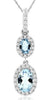 .72CT DIAMOND & AAA AQUAMARINE 14KT WHITE GOLD 3D DOUBLE FLOWER FLOATING PENDANT