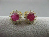ANTIQUE 2.15CTW DIAMOND RUBY 14KT YLW GOLD ROUND CLUSTER PUSHBACK EARRINGS #1765
