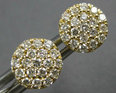 ESTATE .50CT DIAMOND 14KT YELLOW GOLD 3D CLASSIC CLUSTER FLOWER STUD EARRINGS