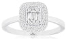 .30CT DIAMOND 14KT WHITE GOLD 3D ROUND & BAGUETTE CLUSTER FLOWER BEZEL FUN RING